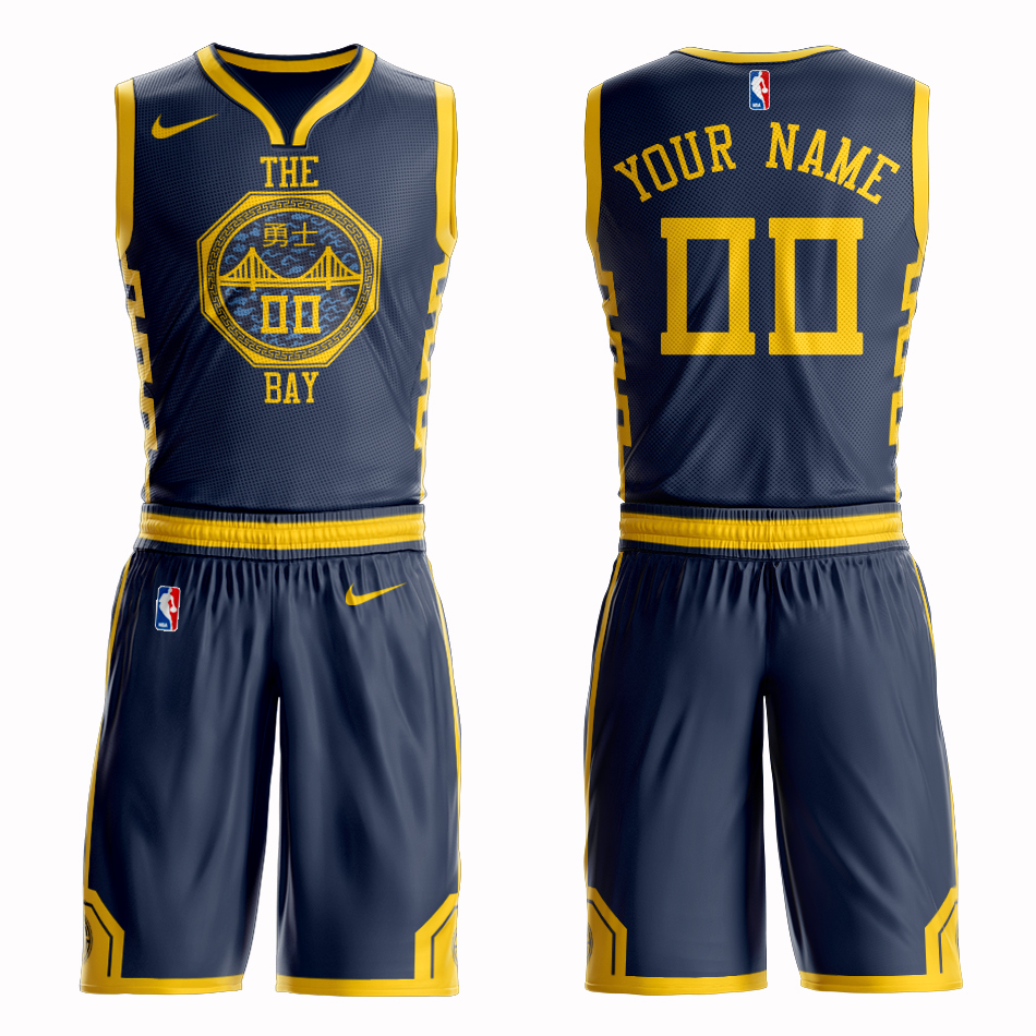 Men 2019 NBA Nike Golden State Warriors #00 dark blue Customized jersey->customized nba jersey->Custom Jersey